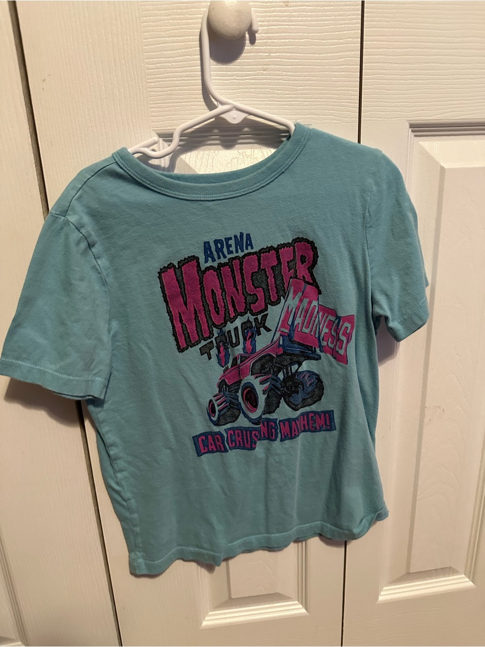GAP Light Blue Monster Truck Graphic Tee with Pink Accents